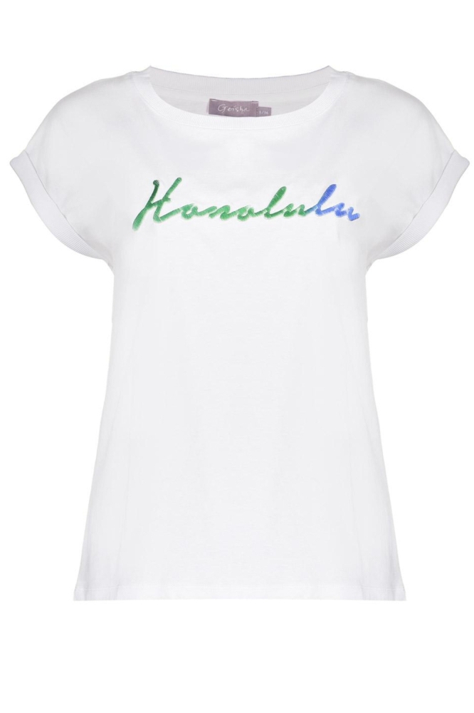 BASIS T SHIRT MET SPEELS DETAIL 52397 41 000010 OFF WHITE/GREEN